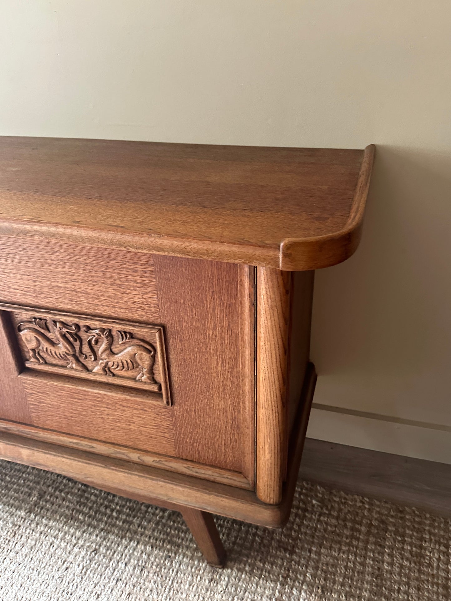 Oak server with drop front compartment