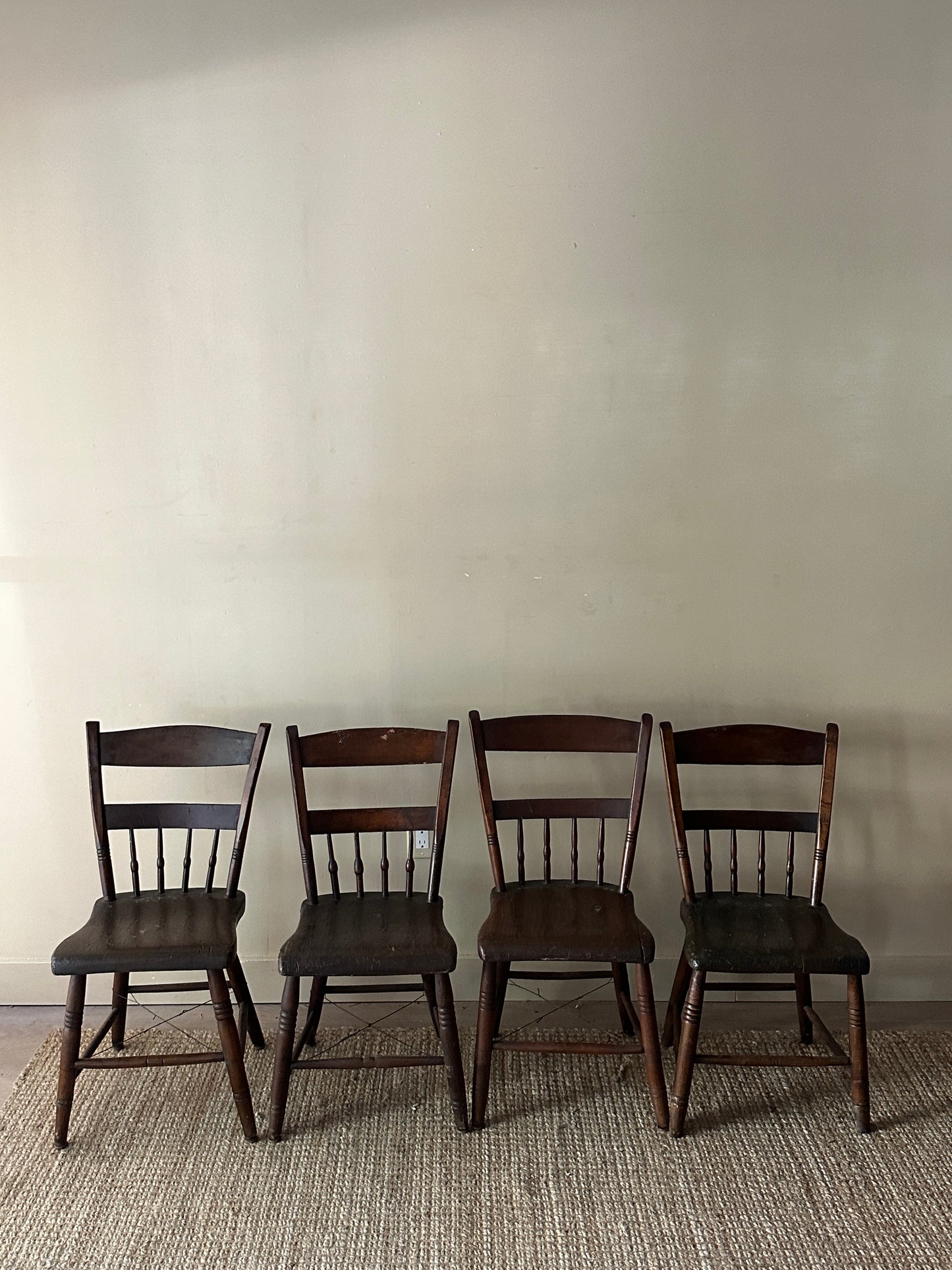 Pine dining chairs. Sold in pairs.