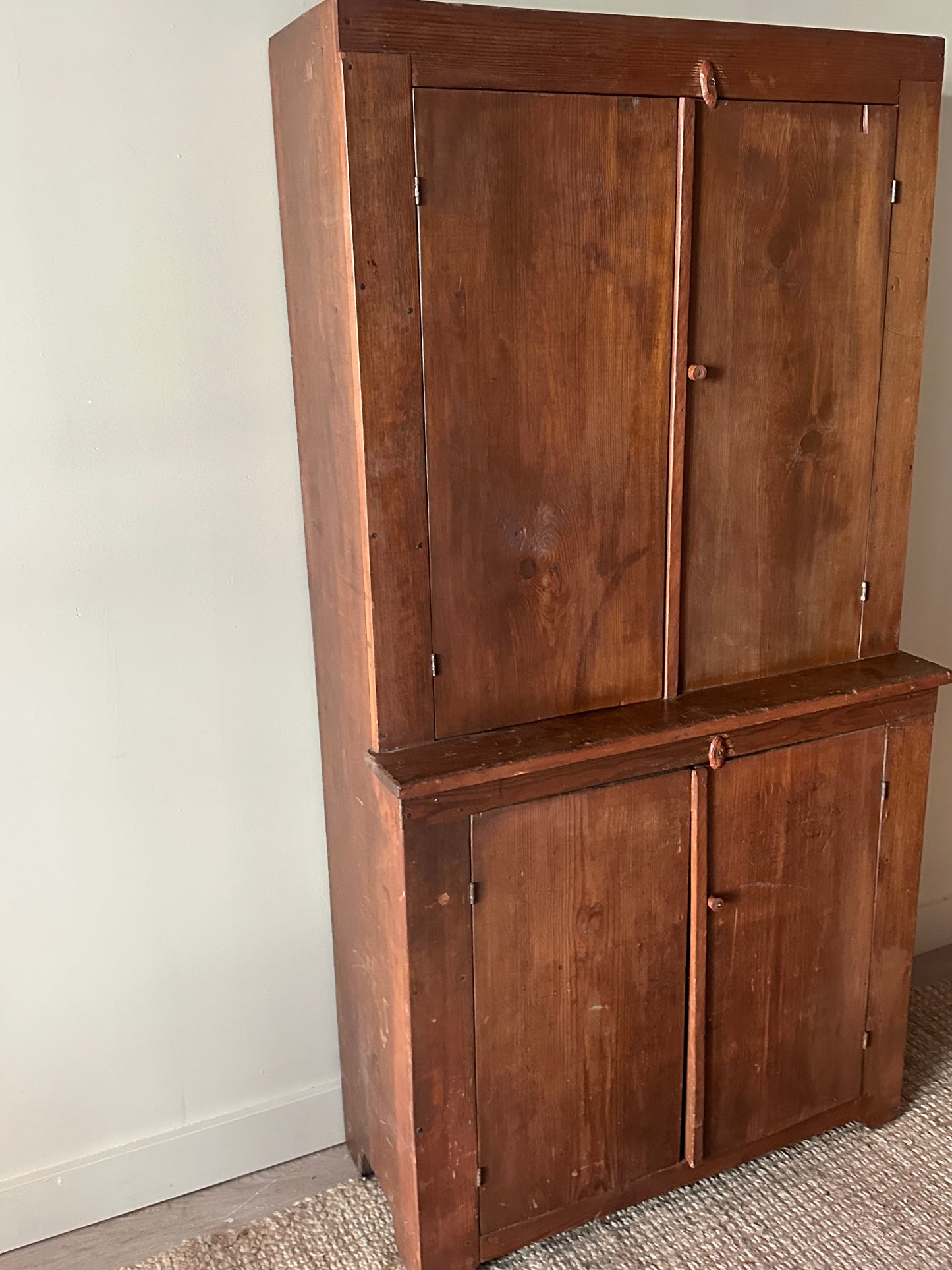 19th c. pine stepback cupboard