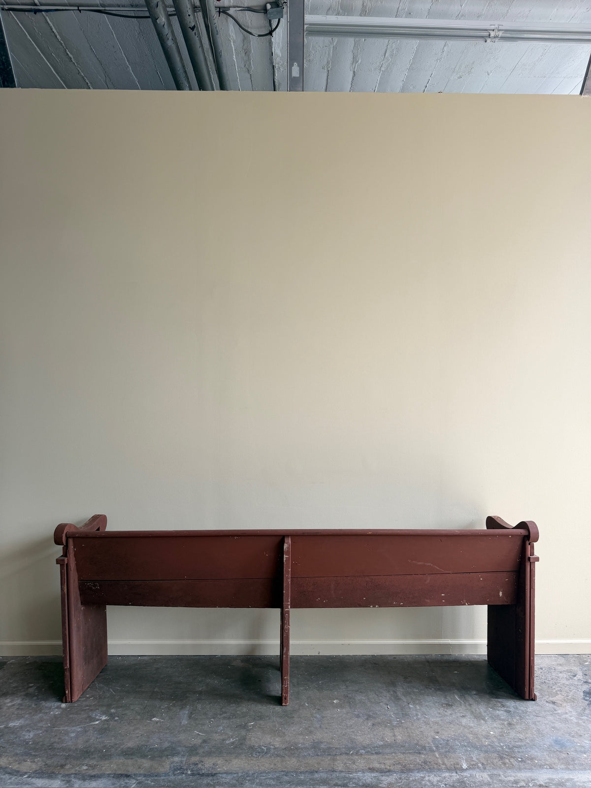 Red painted pine bench