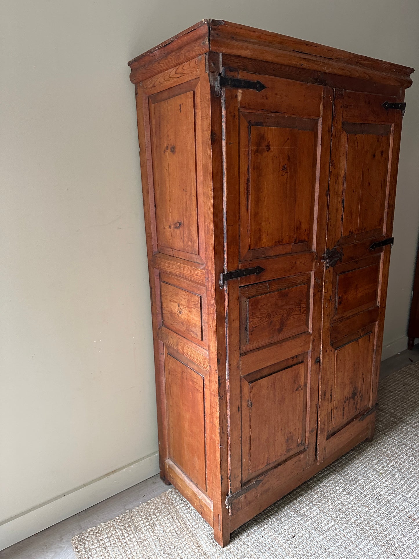 18th c. pine paneled cupboard