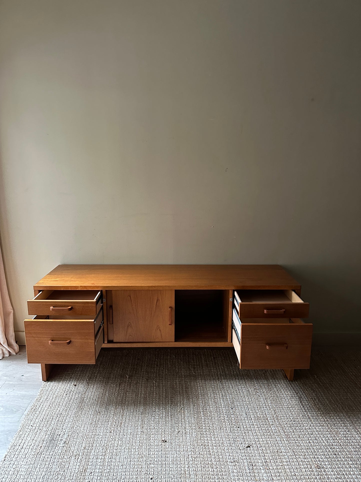 Teak credenza with filing cabinet