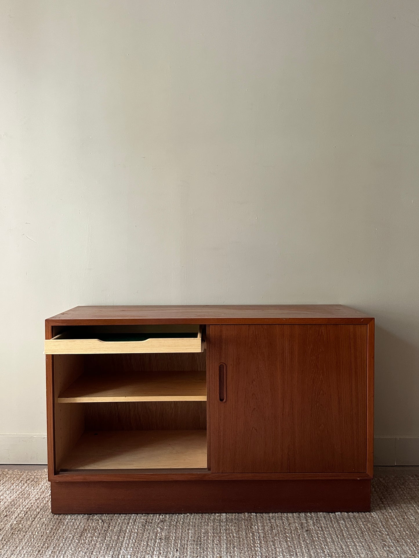 Teak sliding door cabinet