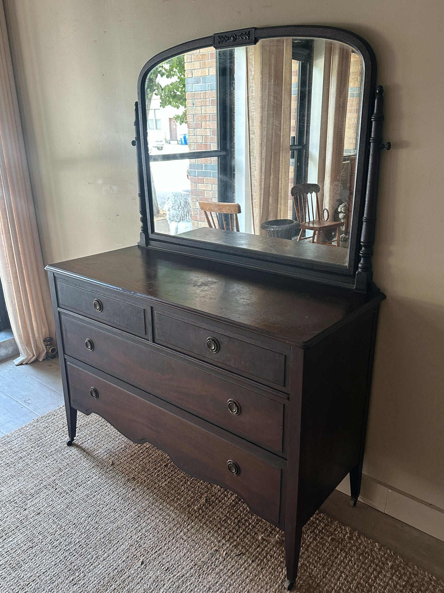 Mahogany server with mirror