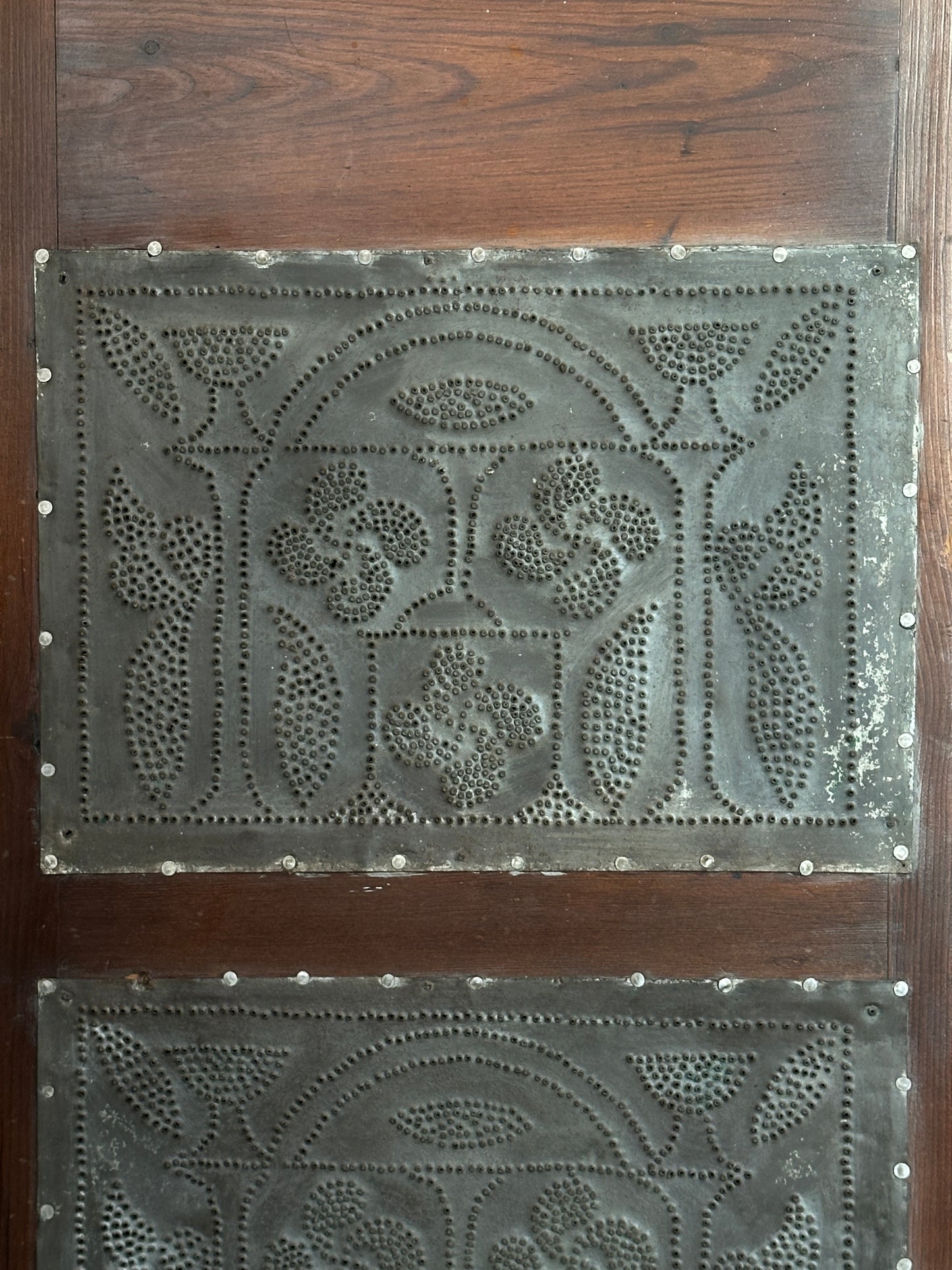 Punched tin pine jelly cupboard