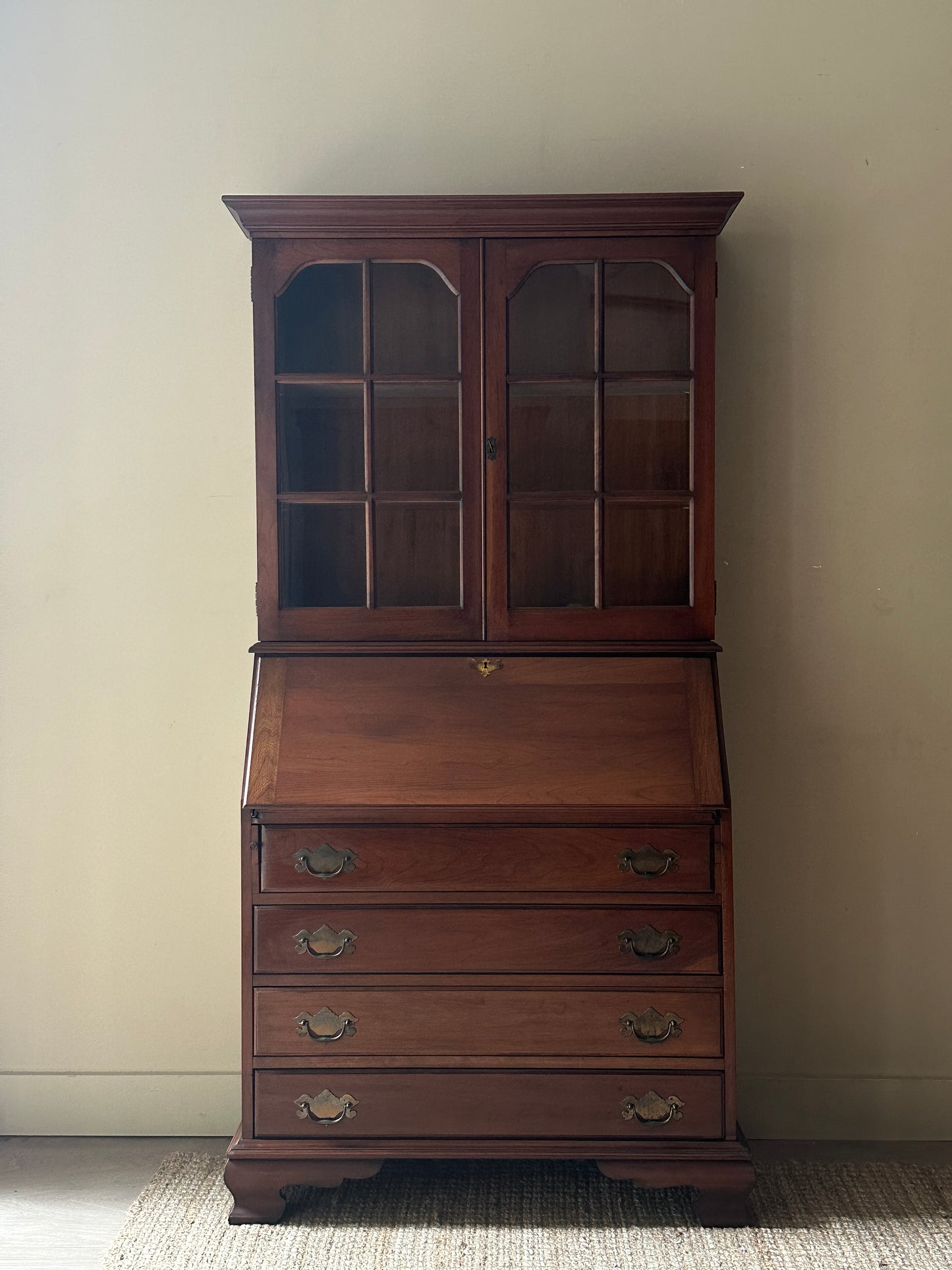 Walnut secretary hutch