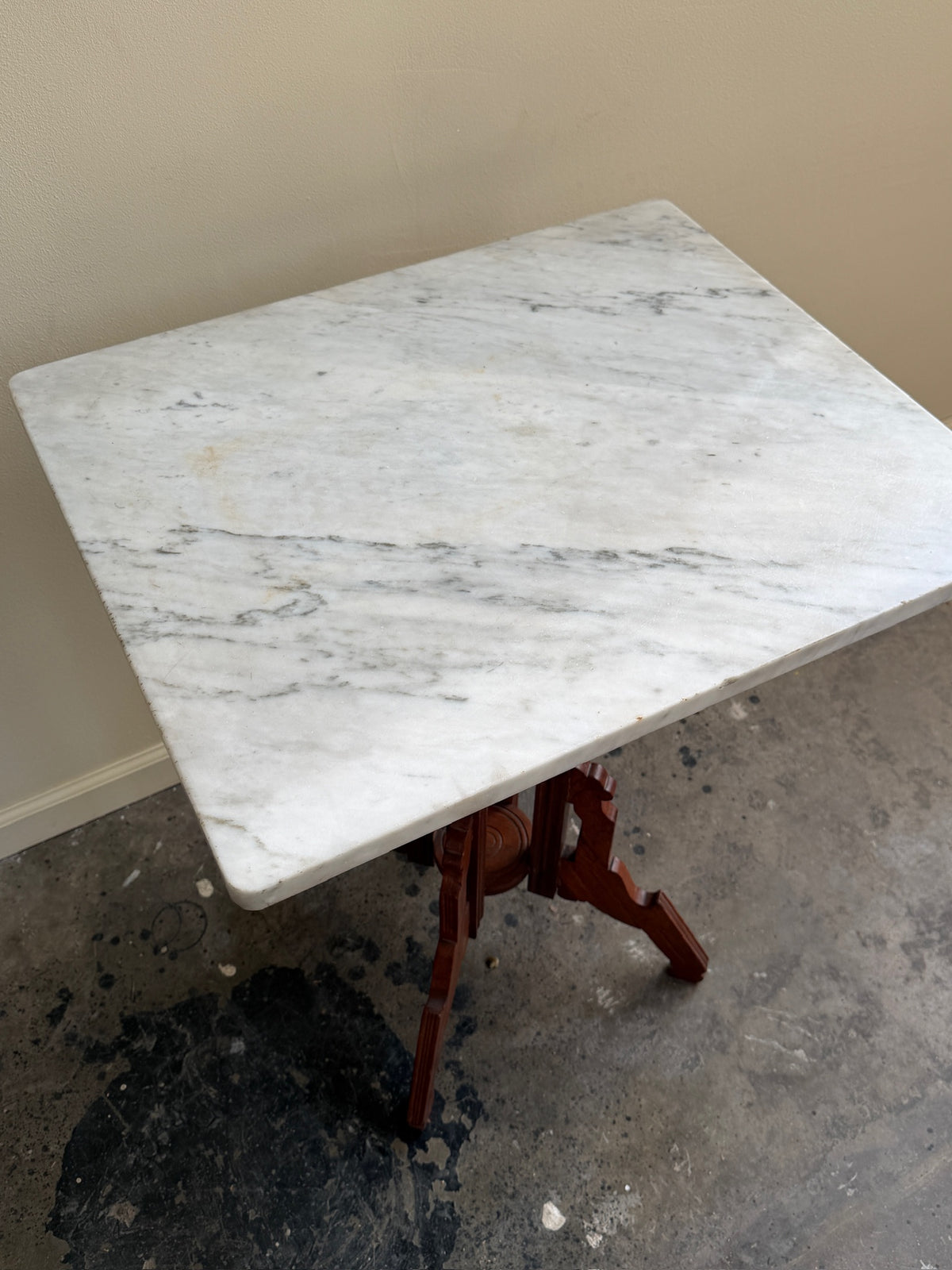 Victorian marble top walnut side table