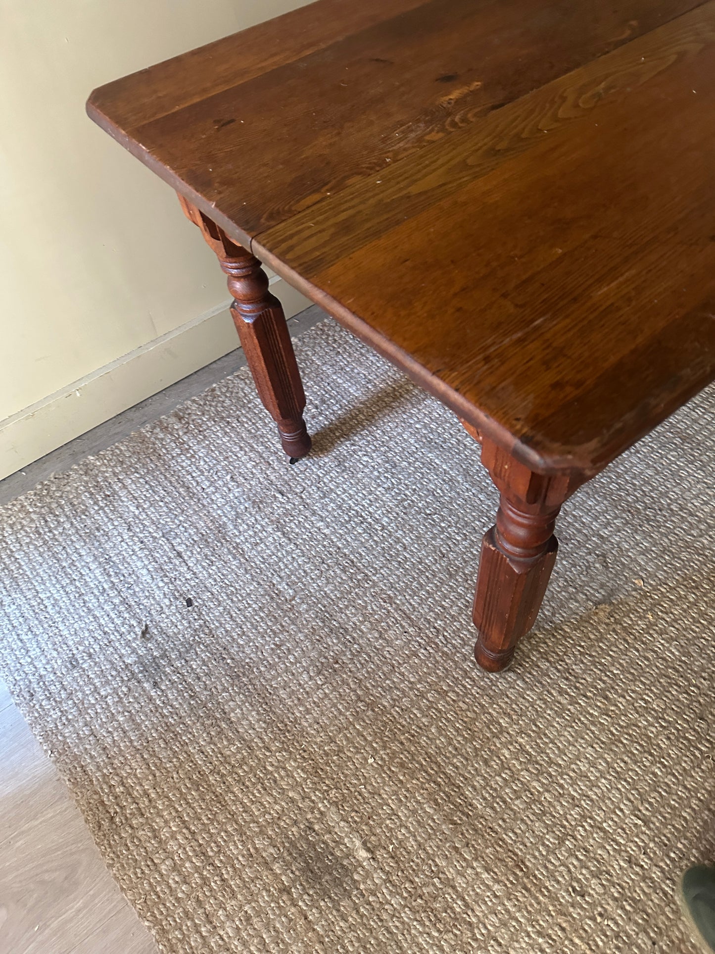 Oak carved dining table with leaf