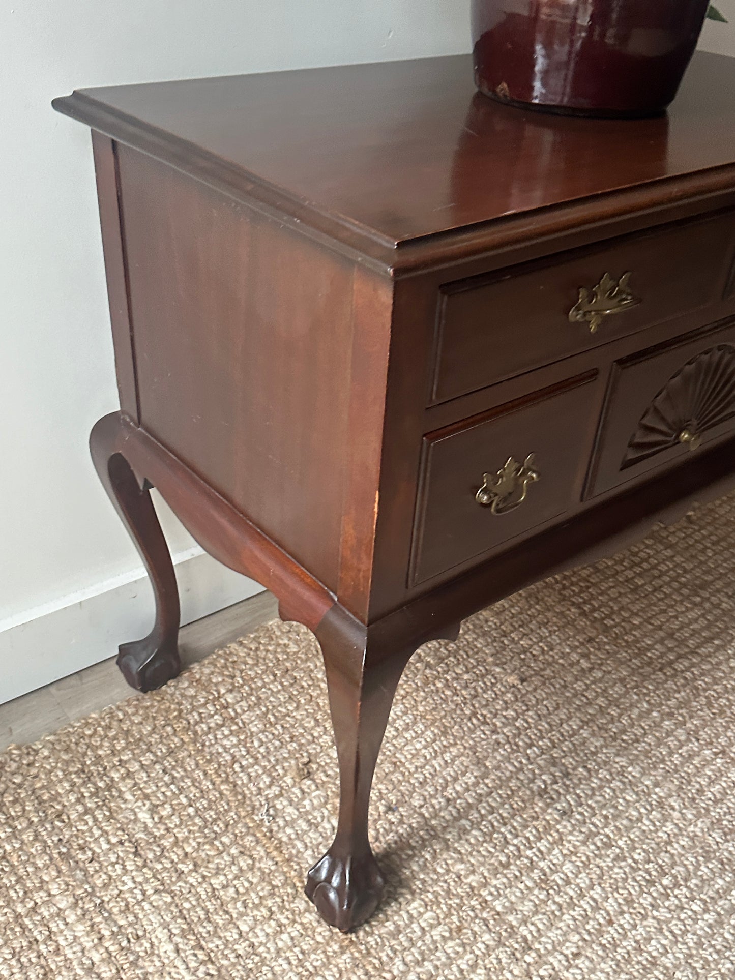 Carved mahogany console table
