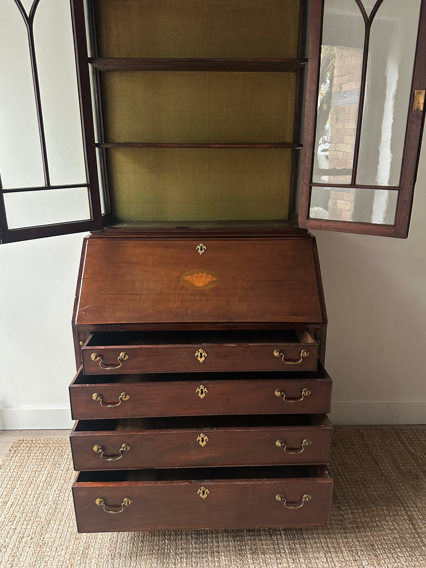 Two piece secretary desk