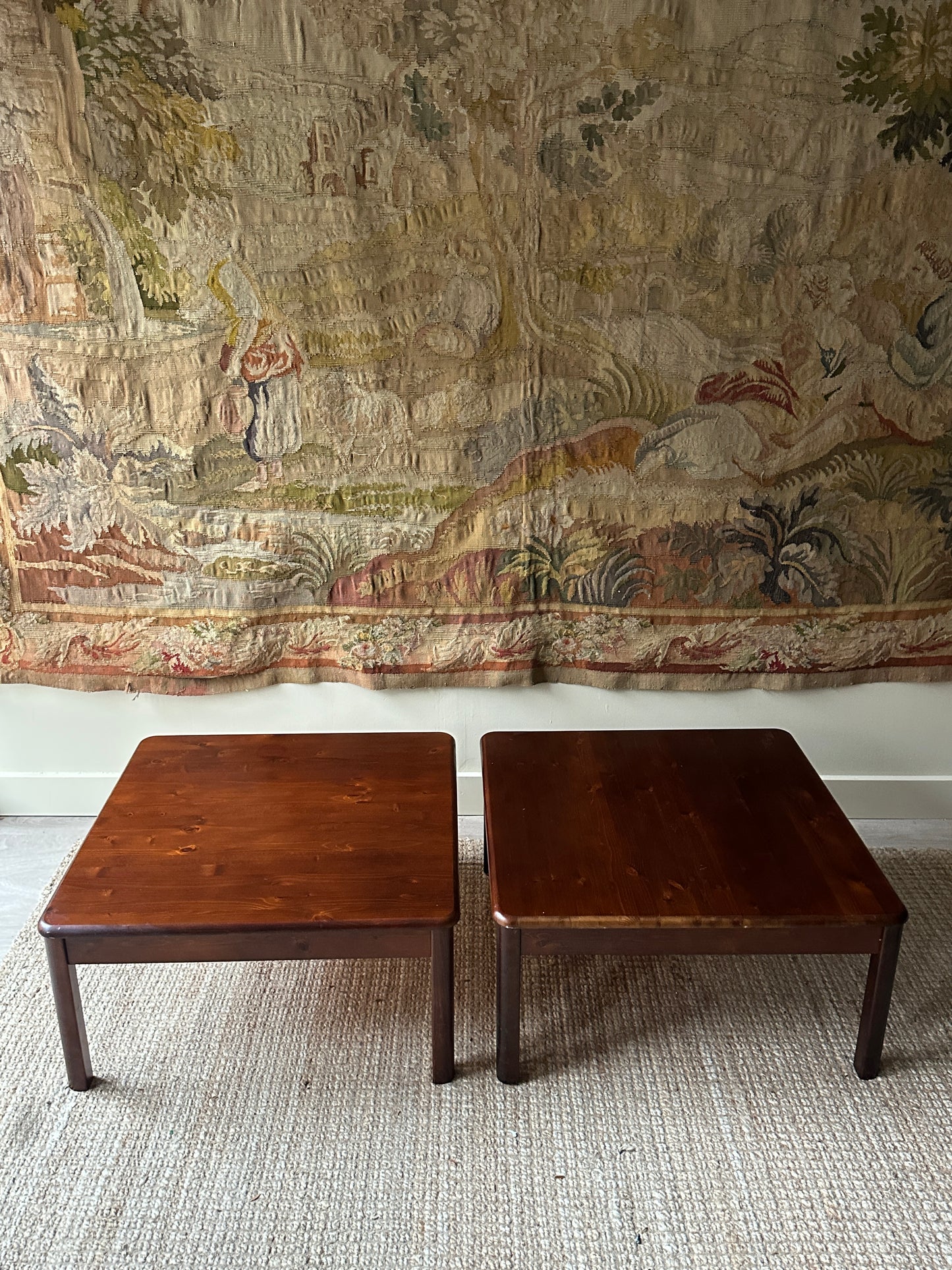 Pine coffee tables. Sold individually.