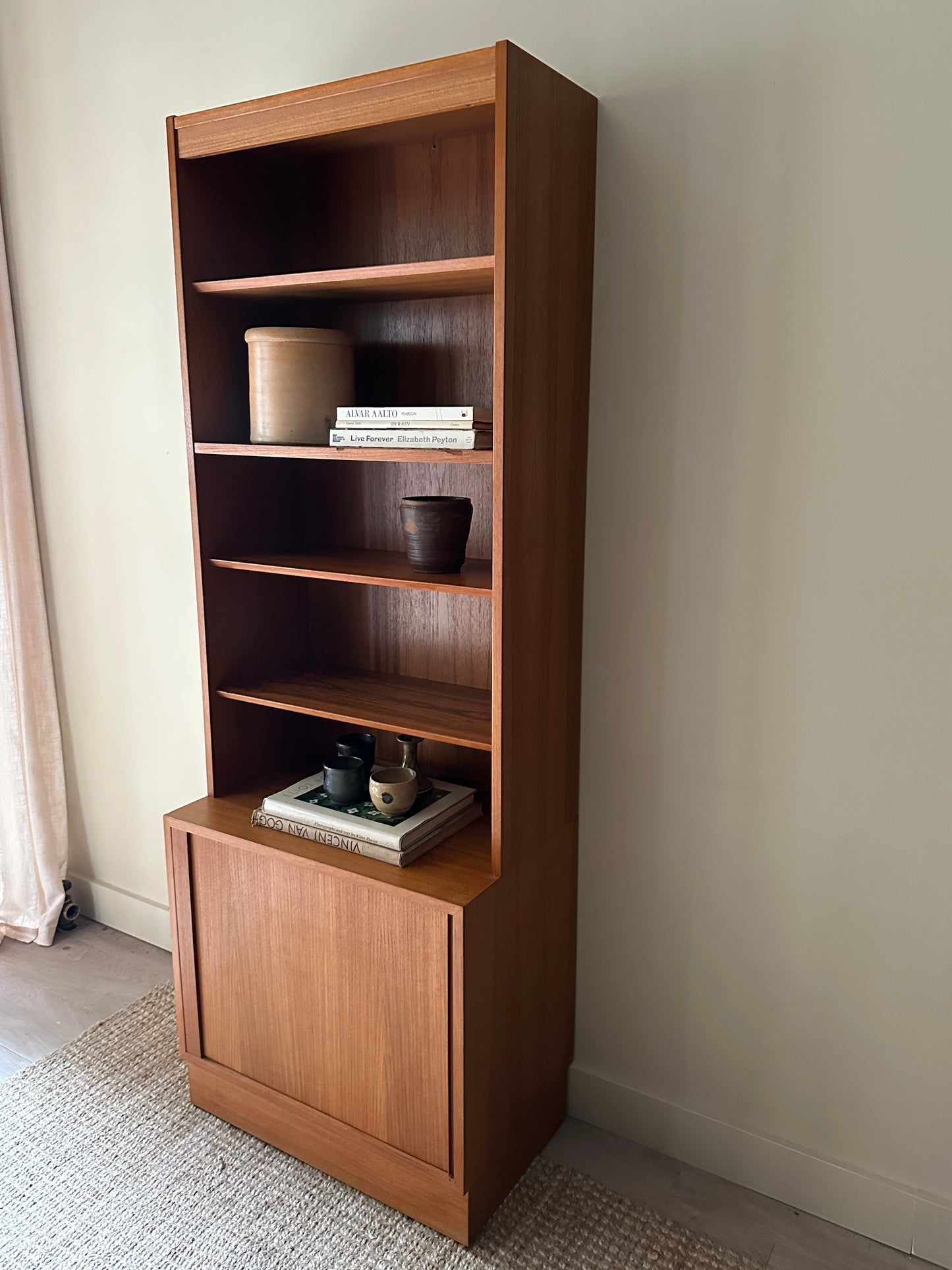 Teak two piece hutch