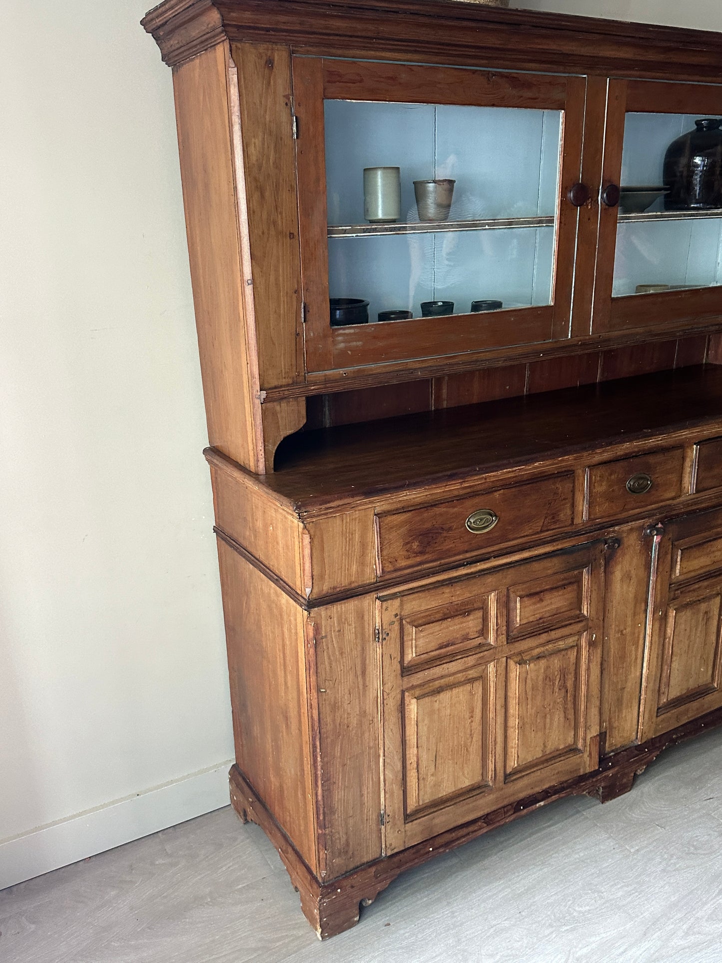 Pennsylvania Dutch two piece pine cupboard