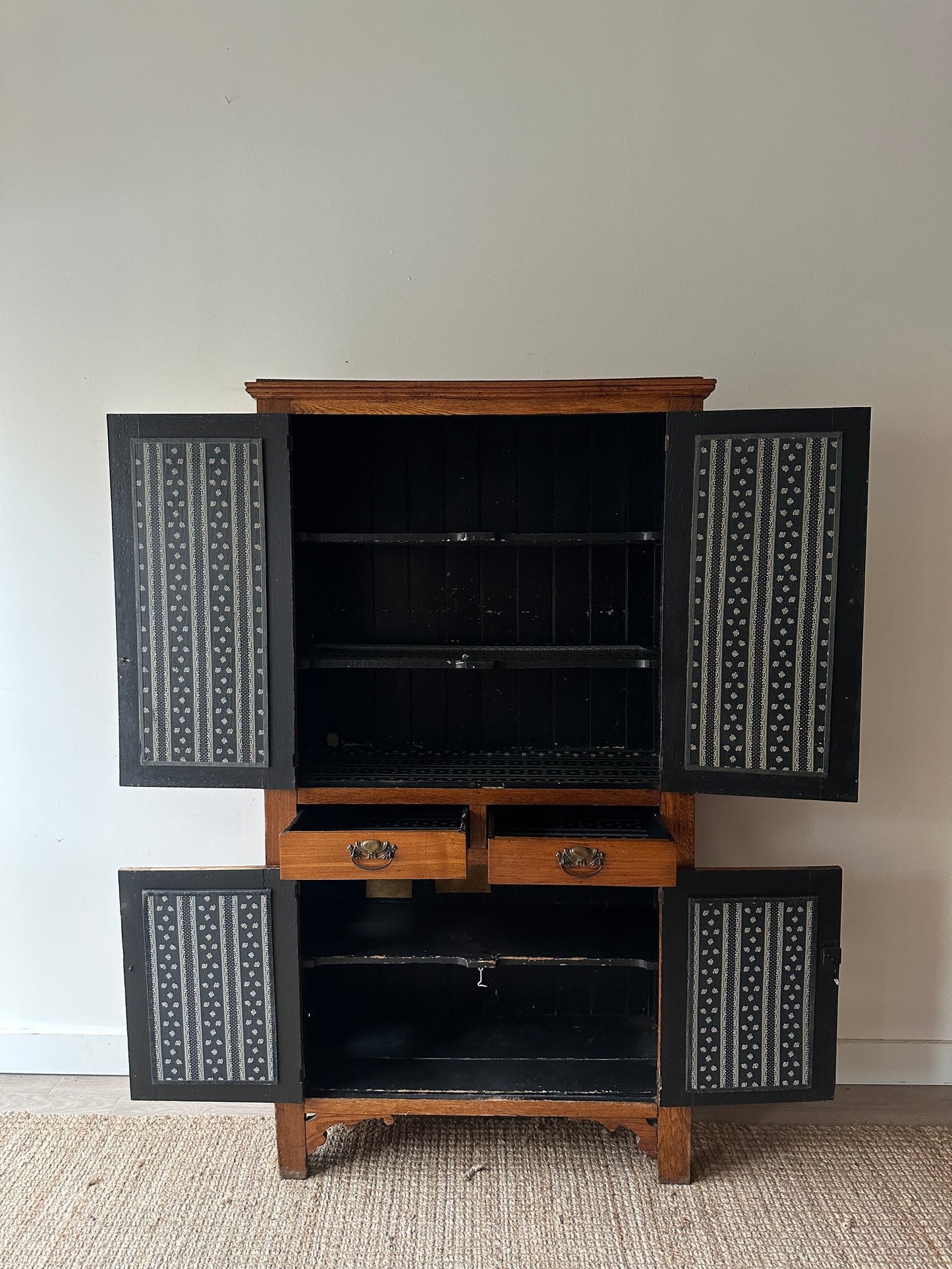 Carved golden oak hutch