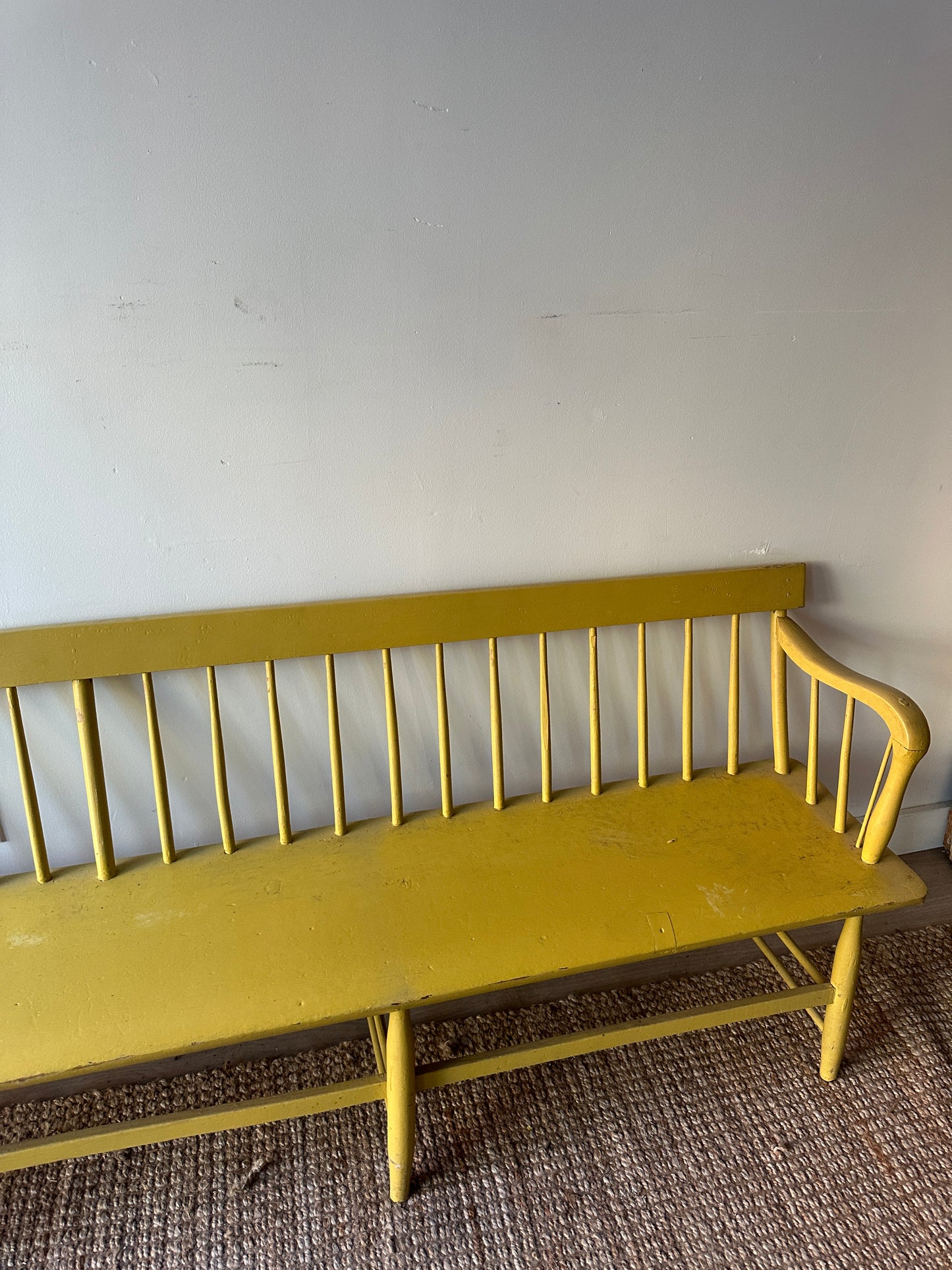 Yellow farmhouse bench