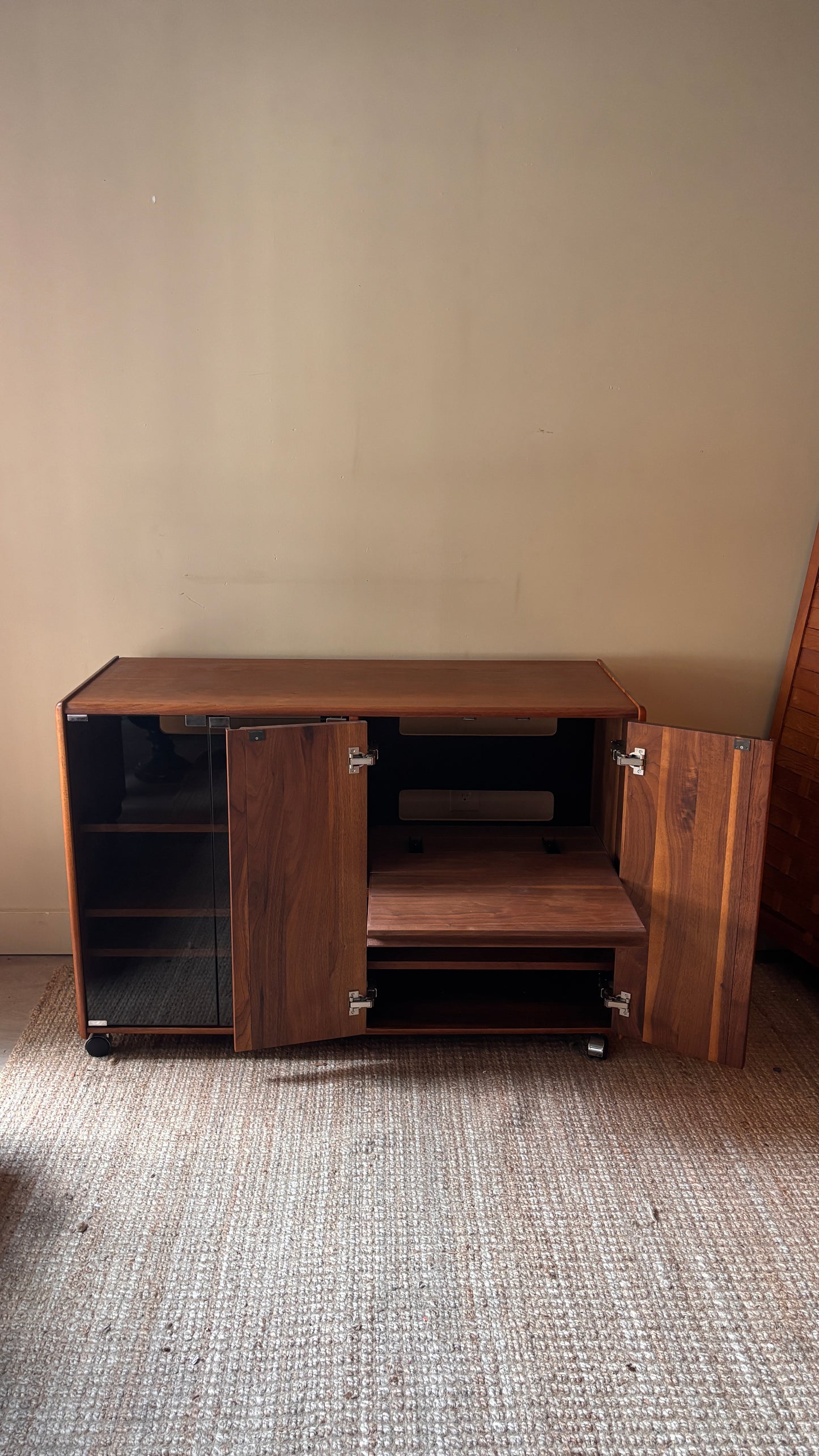 Walnut record cabinet
