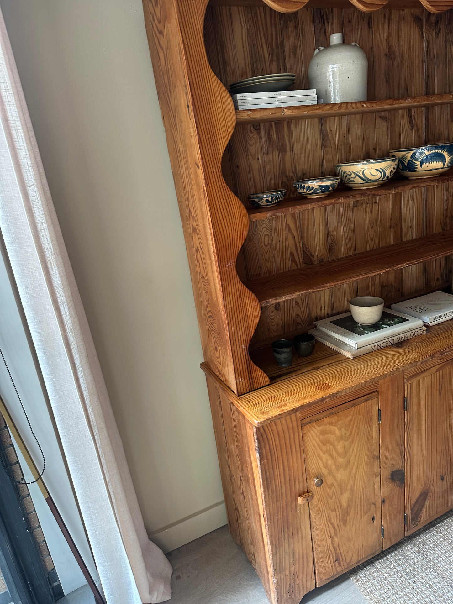 Two piece pine hutch