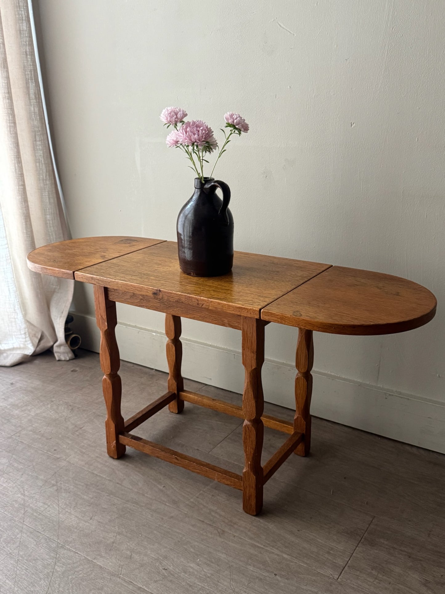 Danish oak drop leaf side table