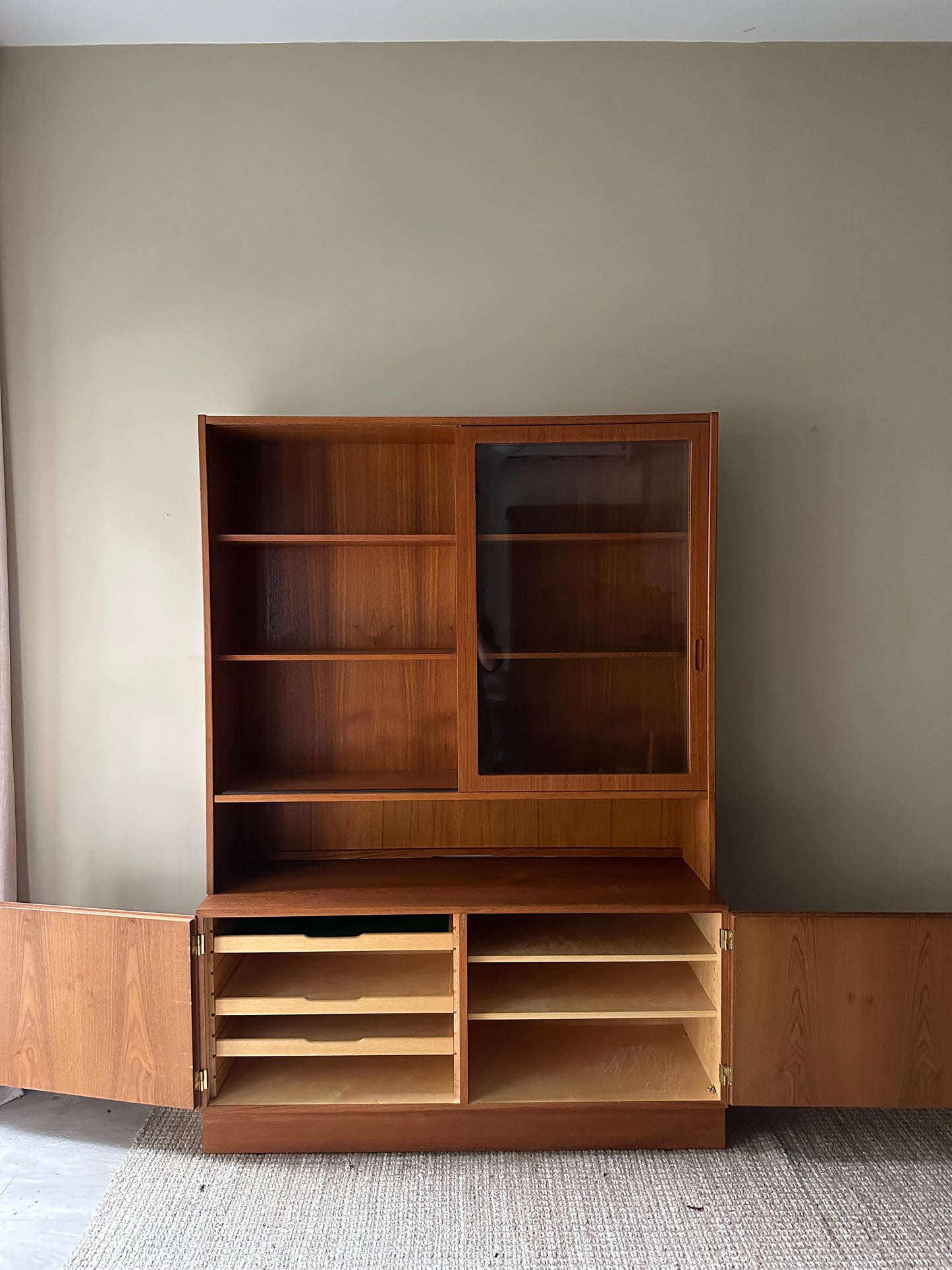 Danish teak two piece hutch