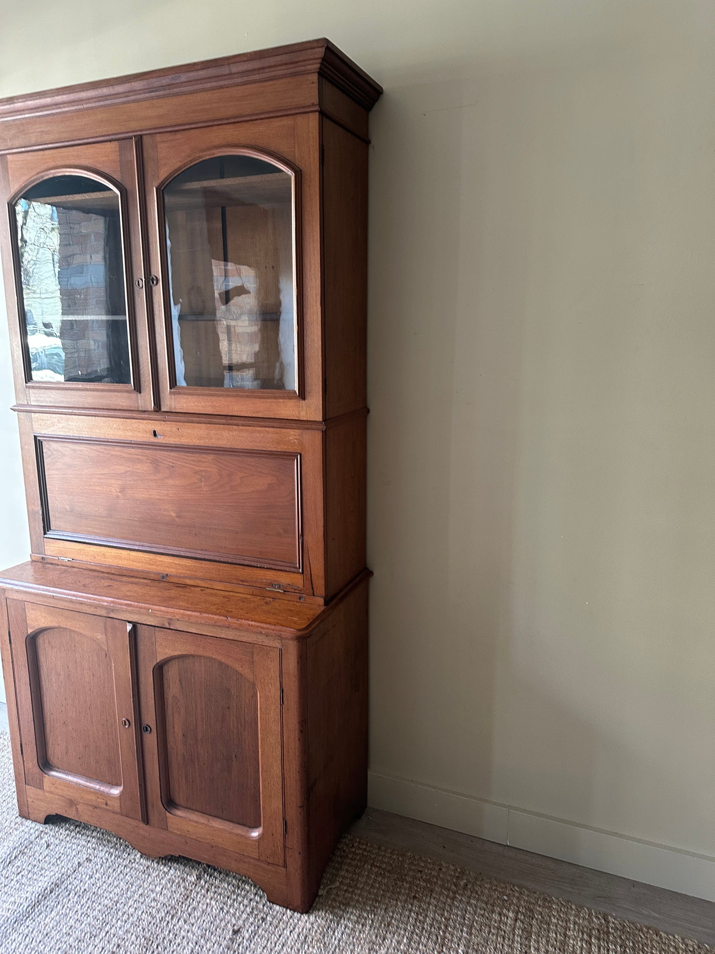 Two piece pine secretary hutch