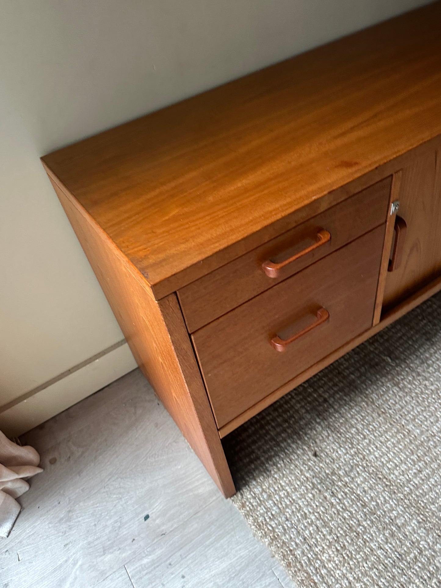 Teak credenza with filing cabinet