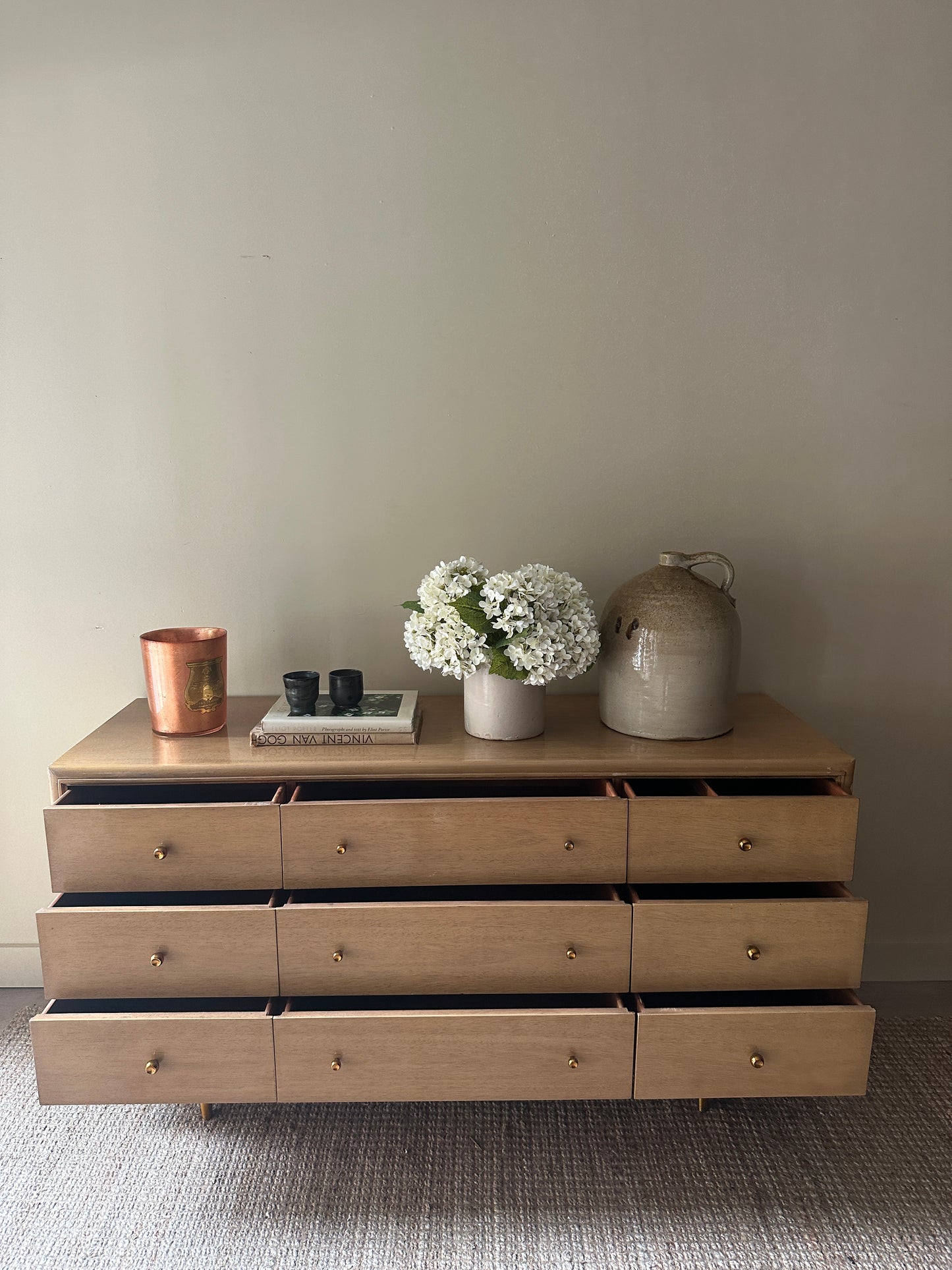 Blonde oak credenza