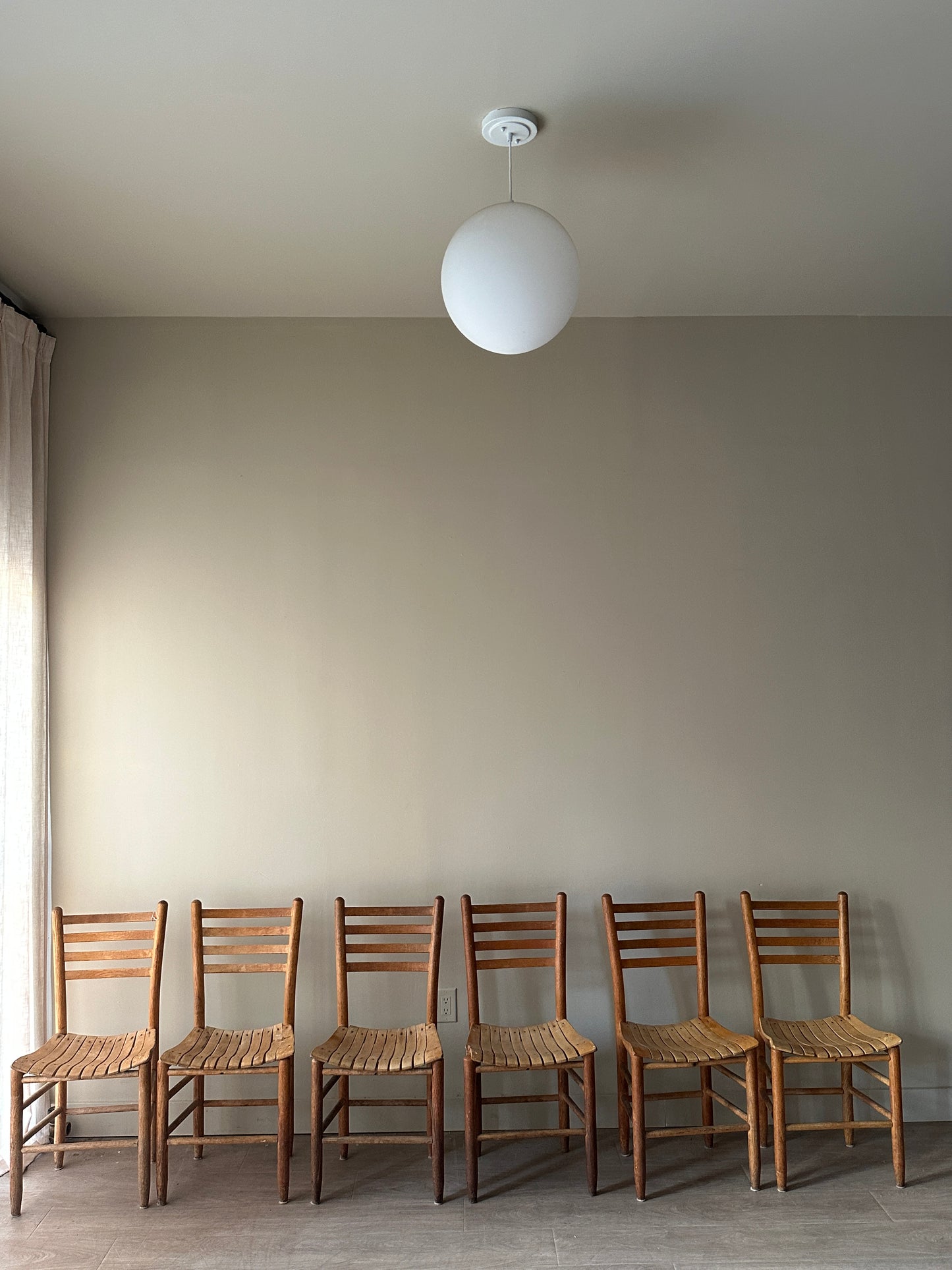 6 slatted dining chairs. Sets of 2.