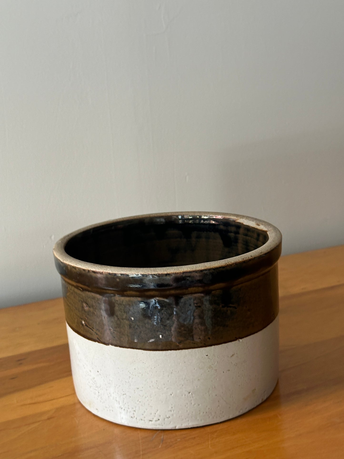 Brown and white crock