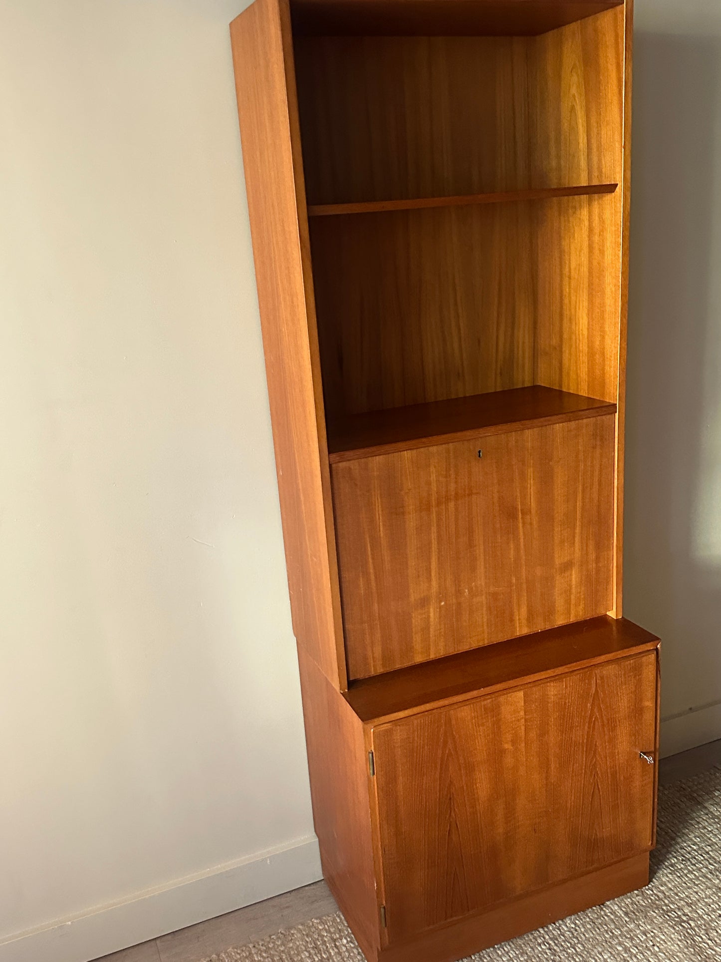 Danish teak two piece hutch/bar