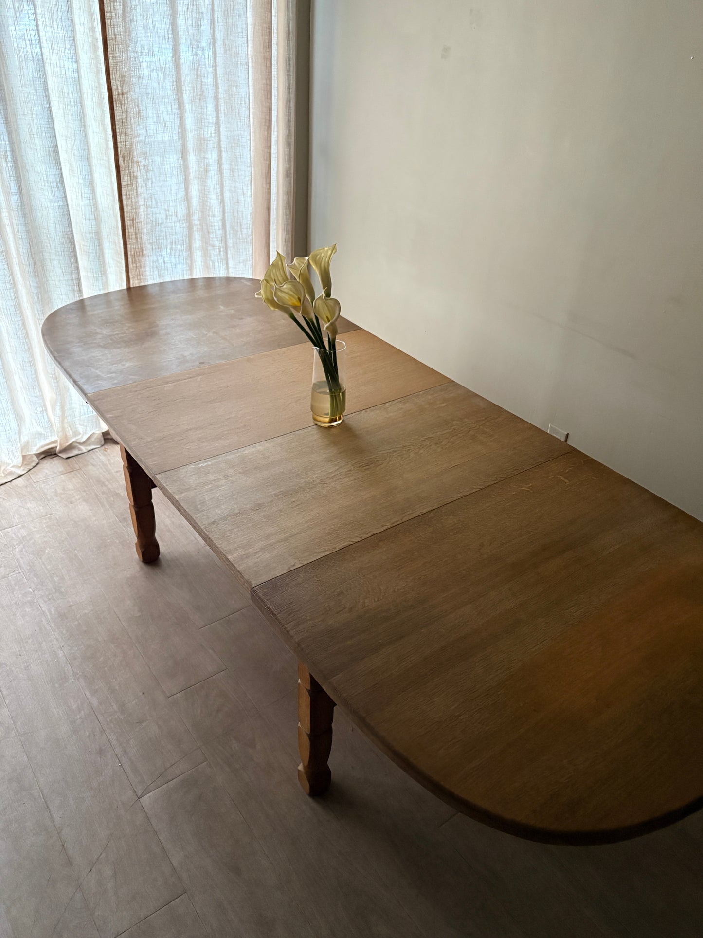 Danish oak dining table with extensions