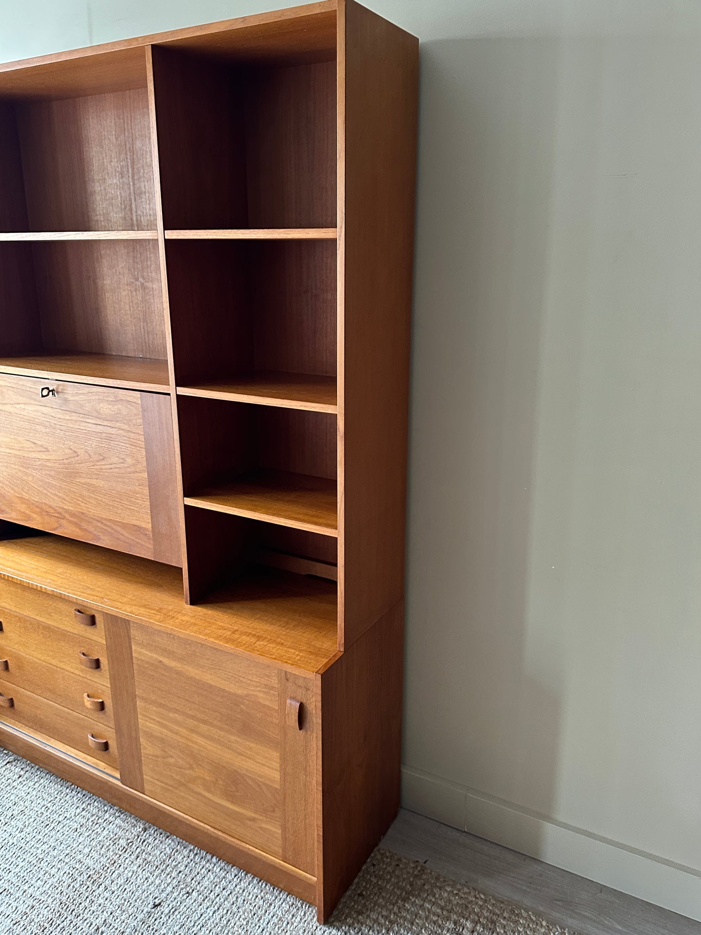Danish teak two piece floor unit