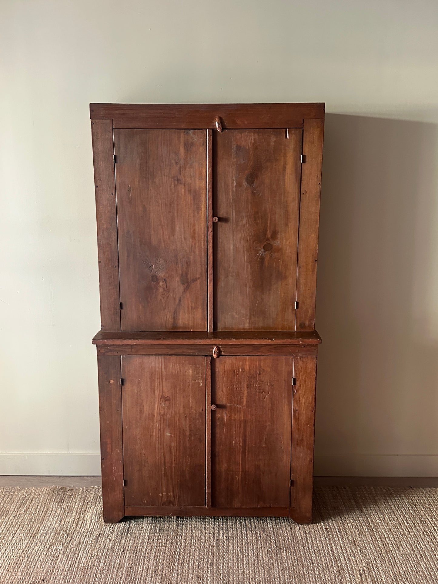 19th c. pine stepback cupboard