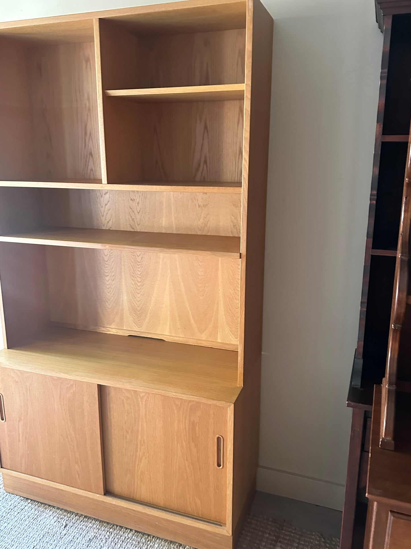 Danish blonde two piece hutch