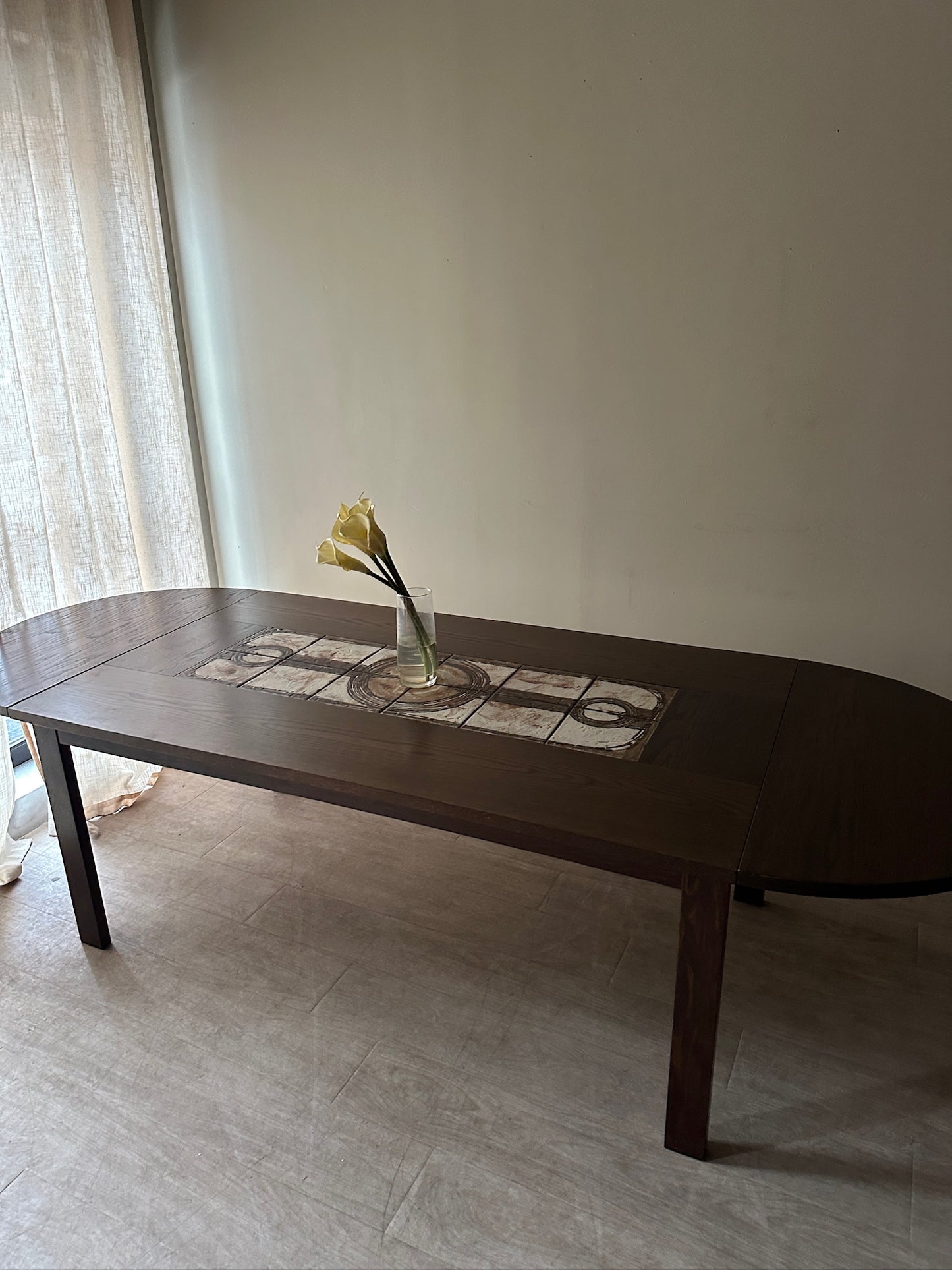 Ox Art Danish oak and tile dining table with extensions