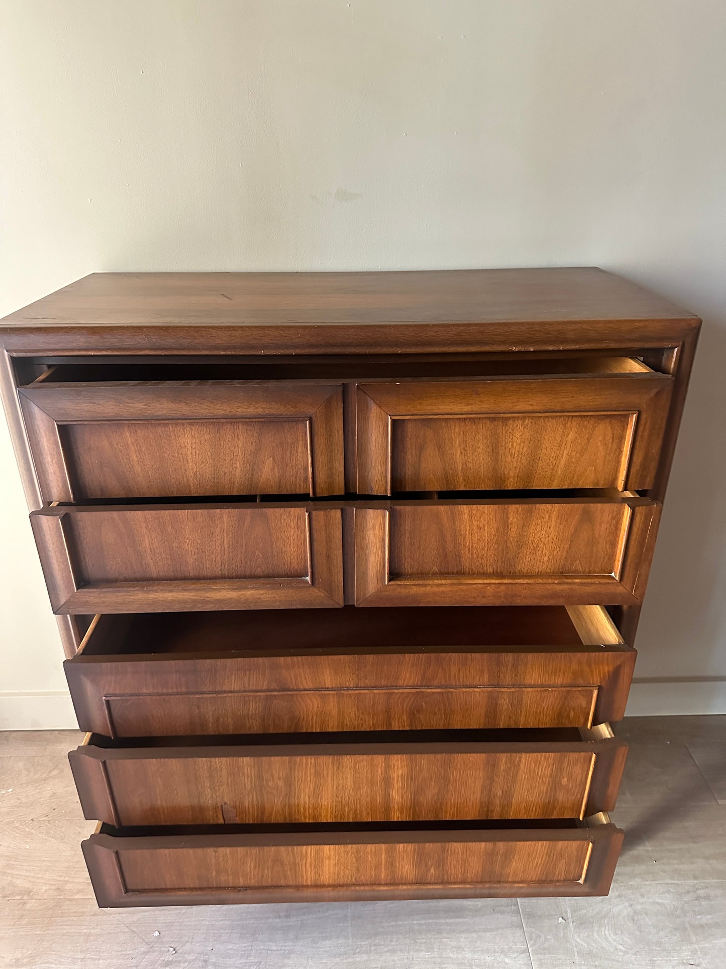 United Furniture walnut tall boy