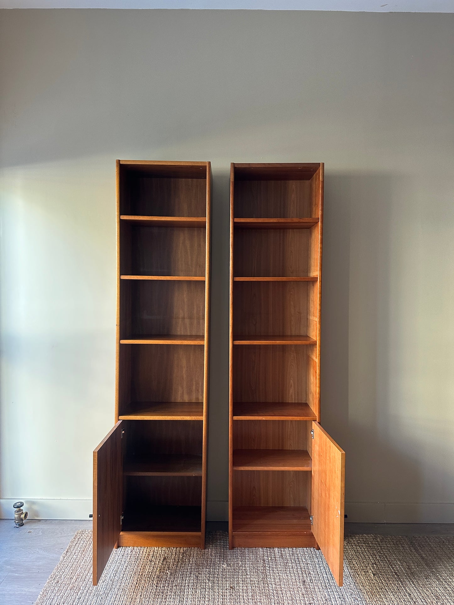 Cherry bookshelves. Sold individually.