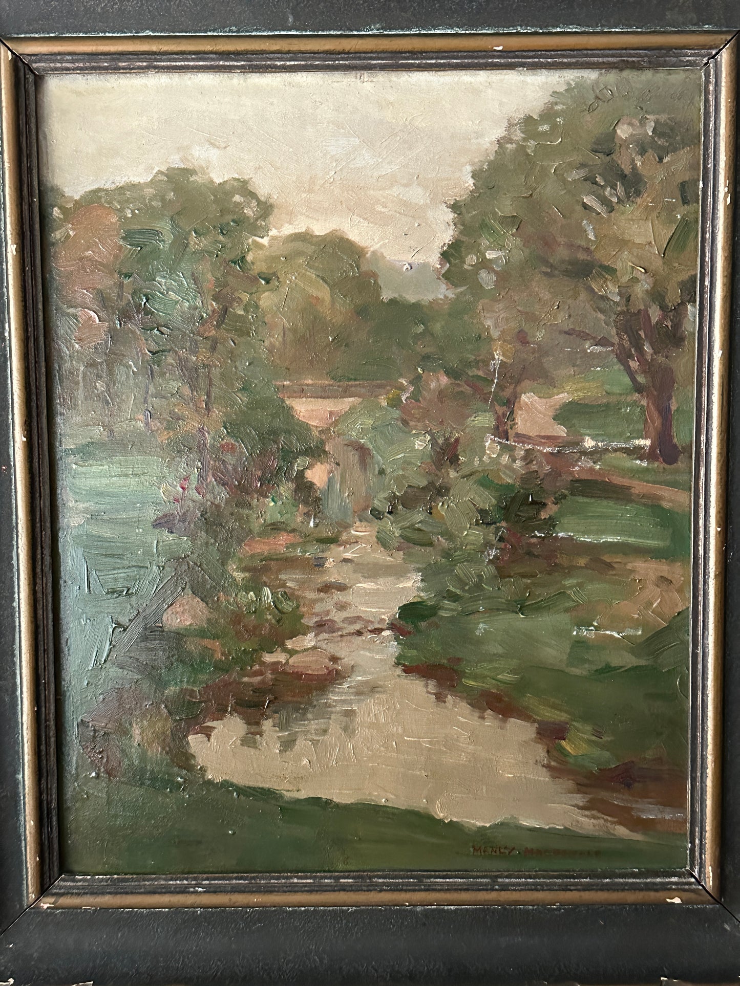 Landscape on panel by Charles MacDonald Manly (1855-1924)