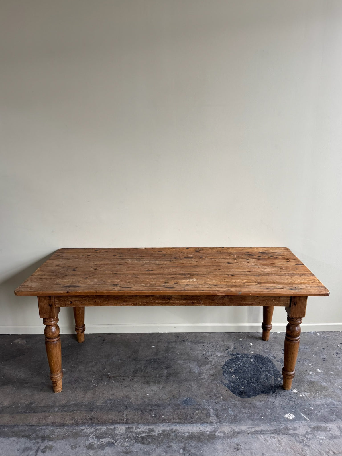 English waxed pine dining table