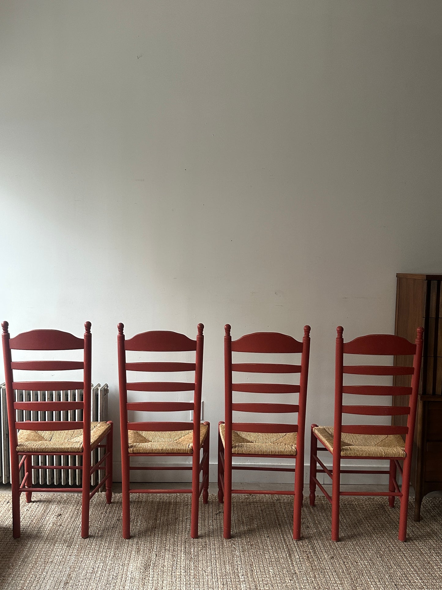 6 farmhouse chairs. Sold in pairs.