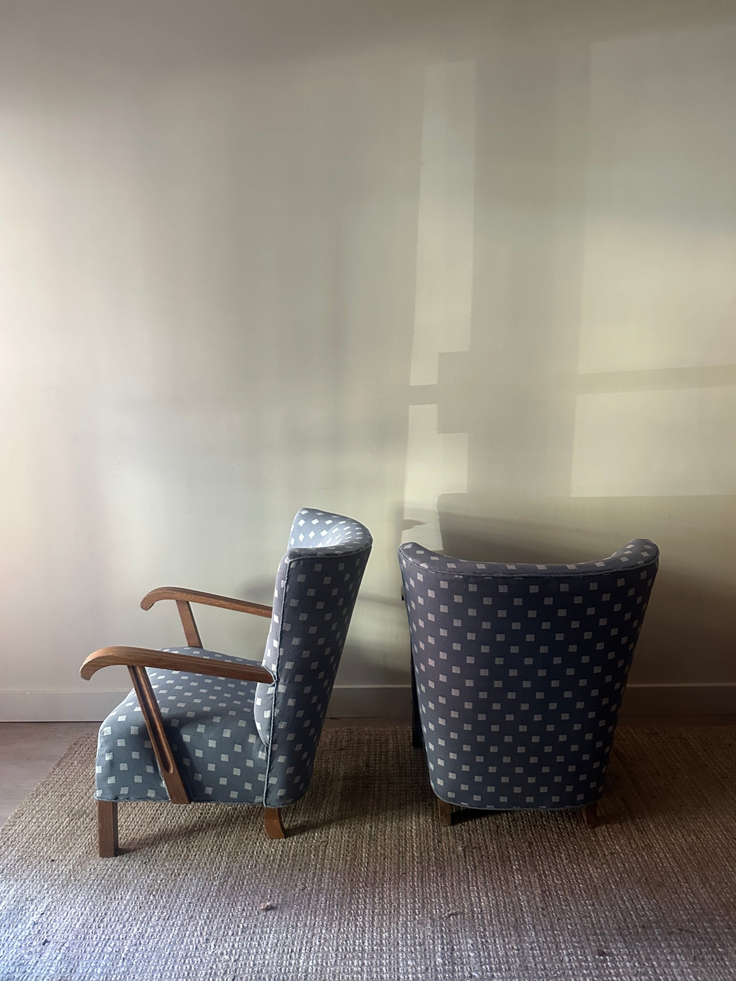 Danish wingback oak chairs. Sold individually.