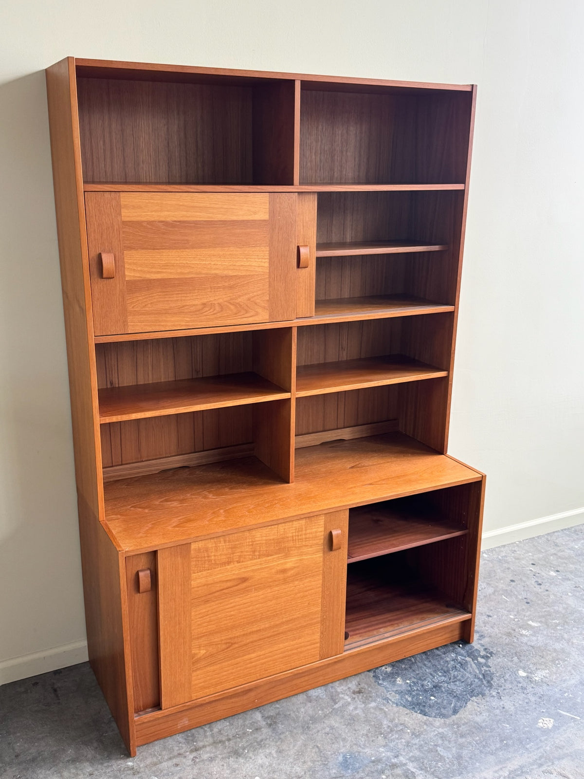 Danish teak two-piece hutch