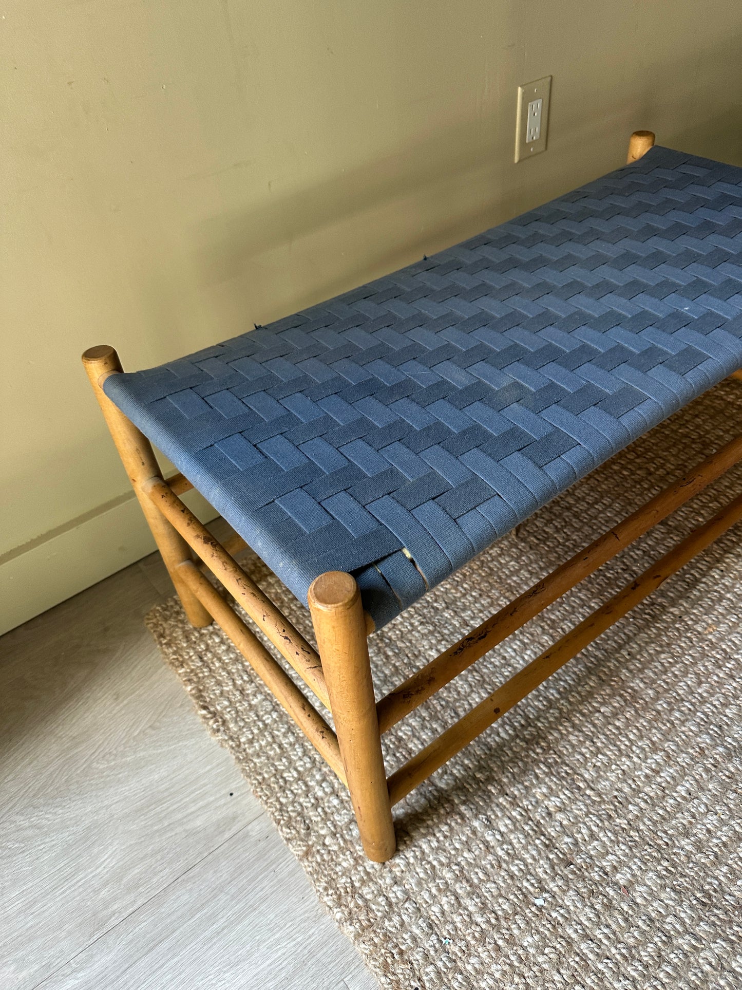 Blue woven stool