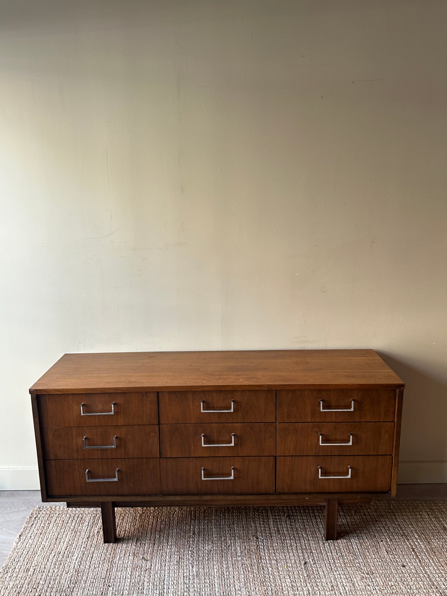Walnut nine drawer dresser