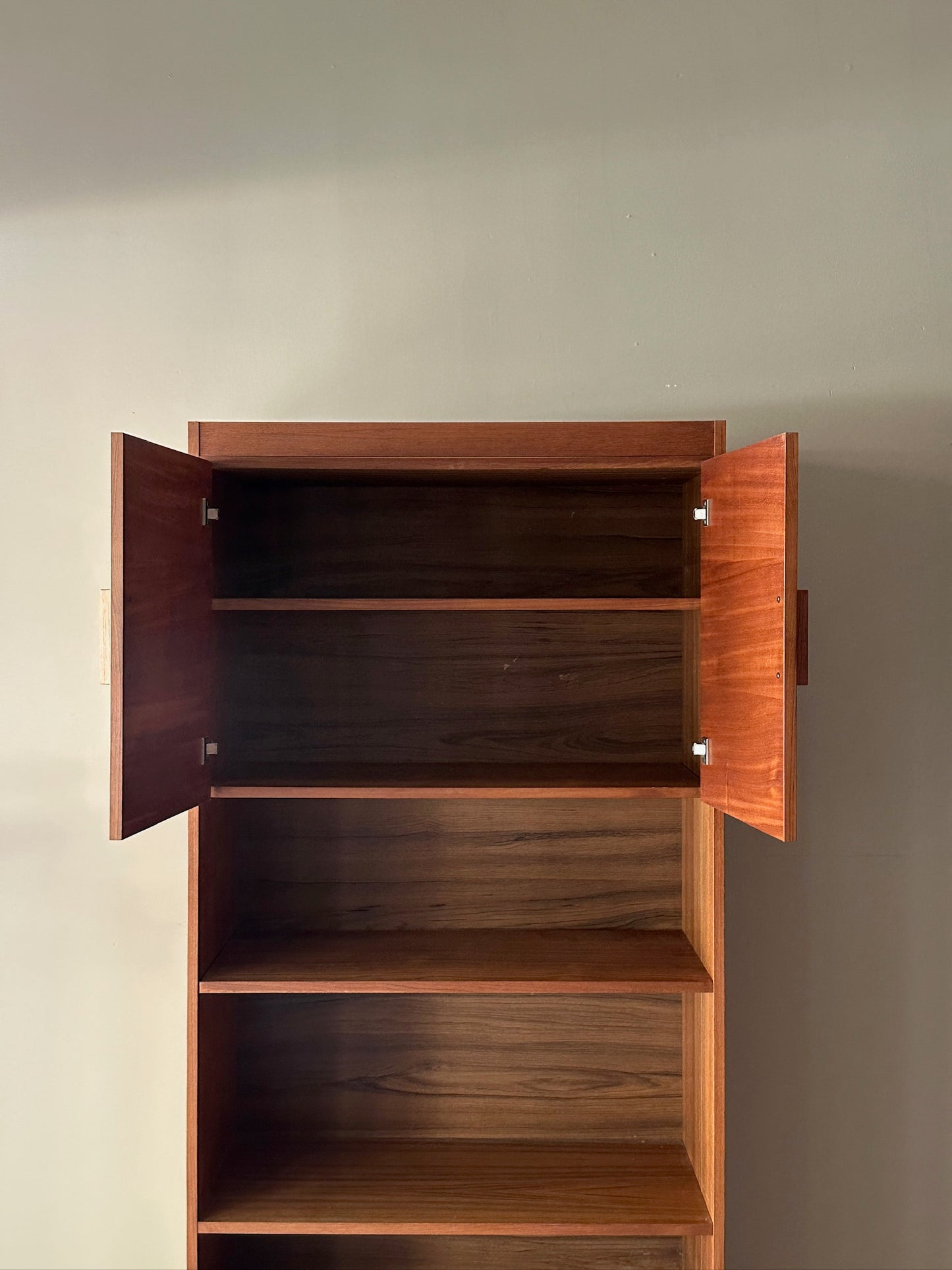 Teak Bookshelf with Upper Cabinet