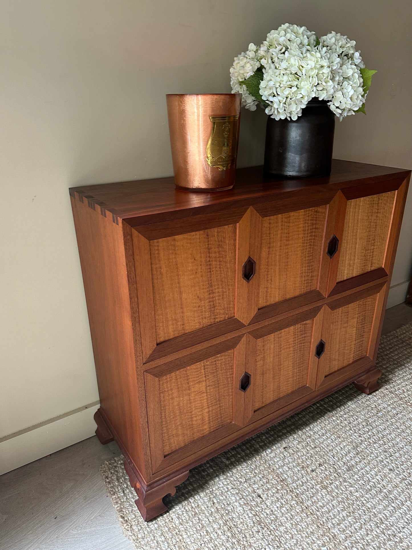 Walnut sliding door cabinet