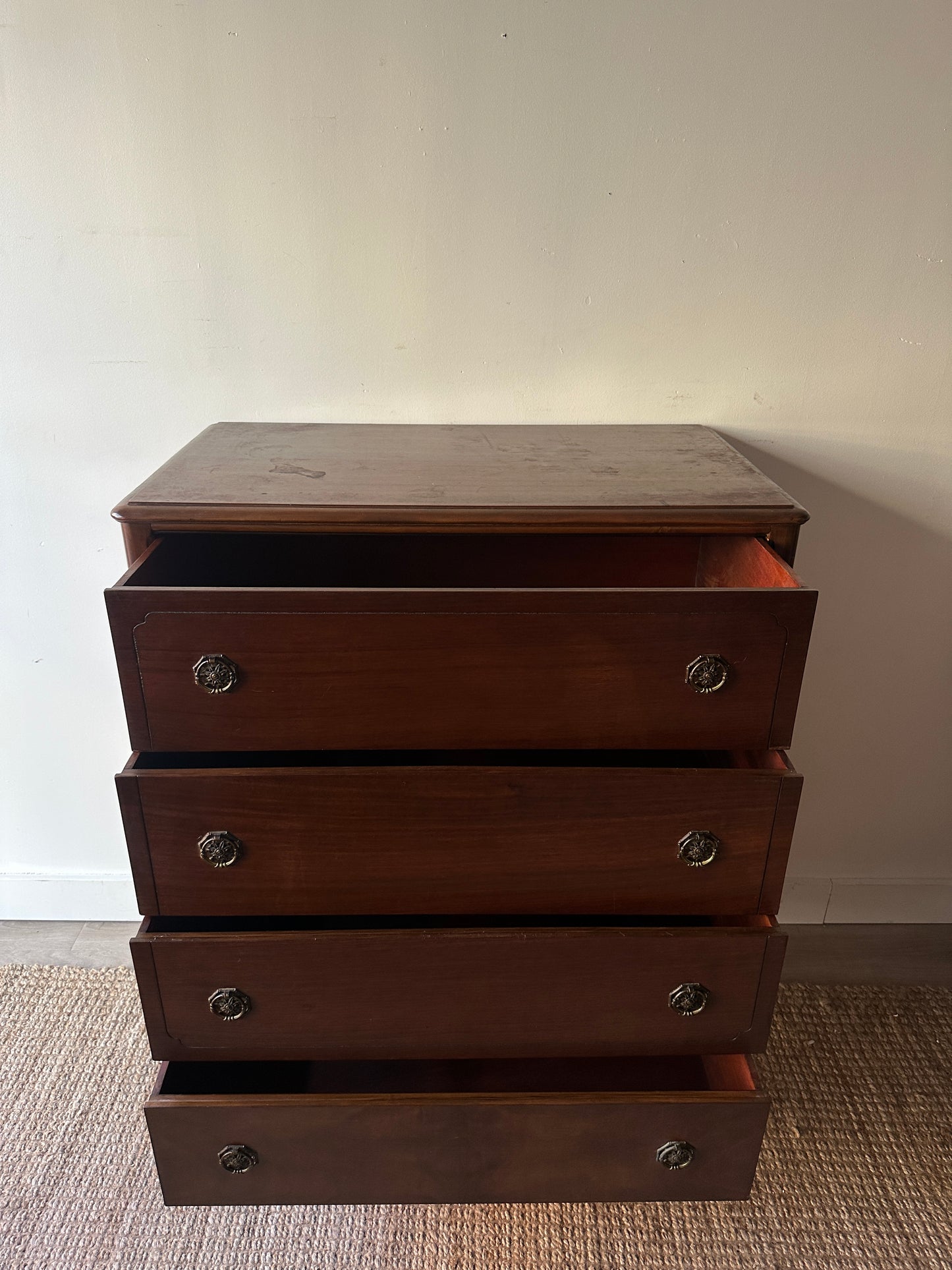 Depression era walnut tallboy