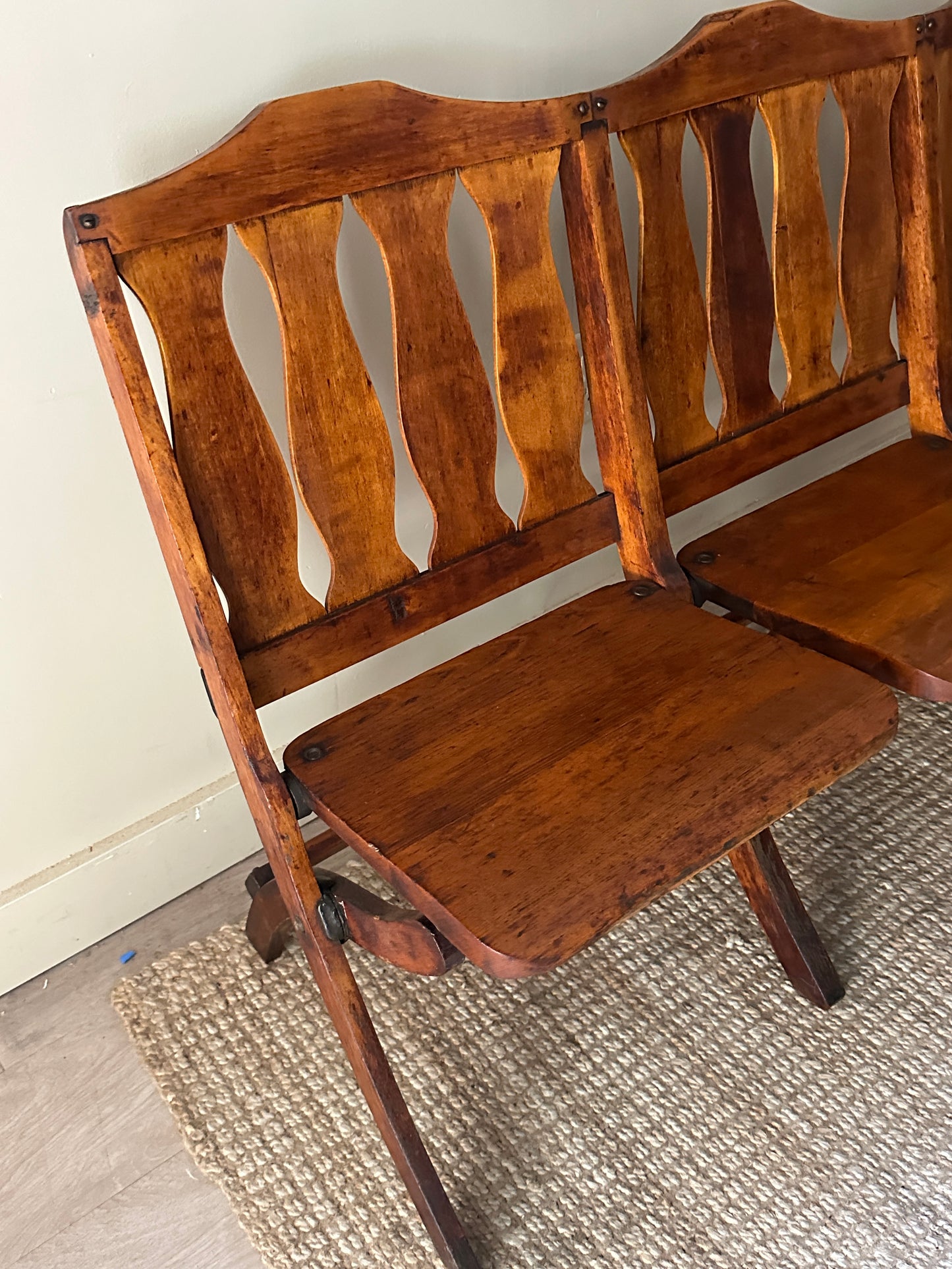Pine three seater folding bench