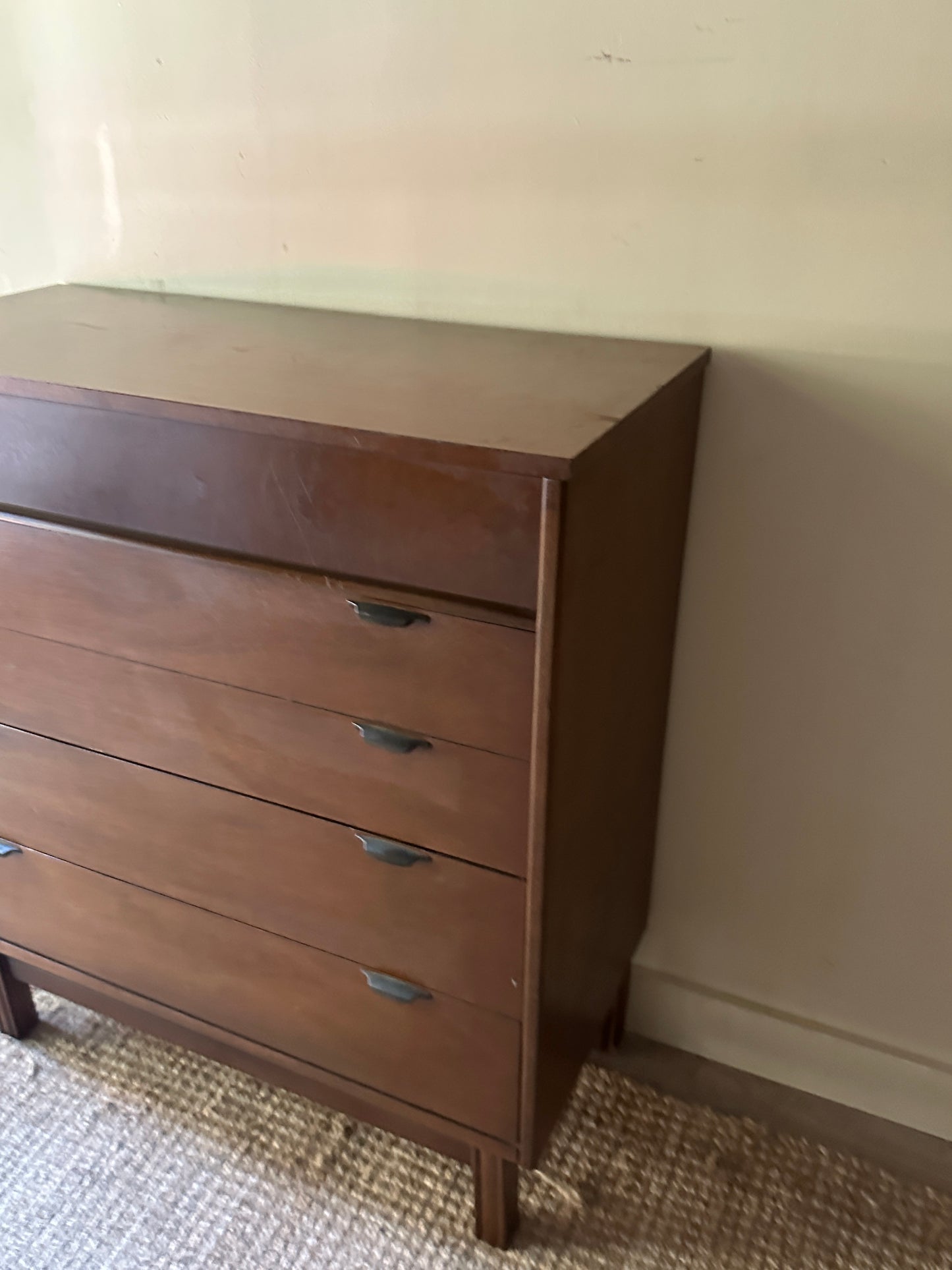 Walnut with laminate top dresser