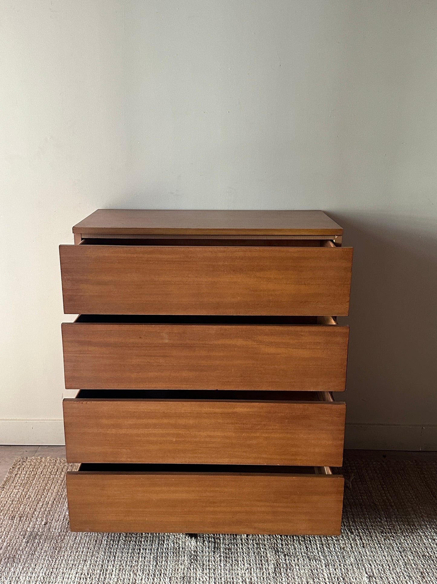 Walnut four drawer dresser