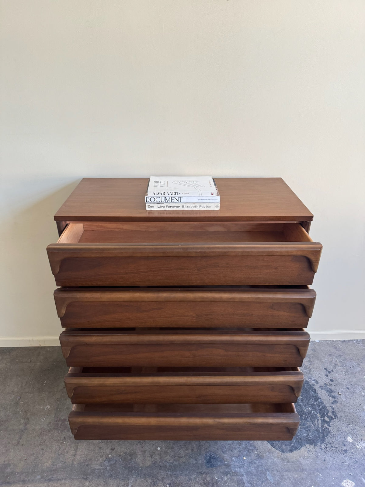 Bassett walnut tallboy dresser